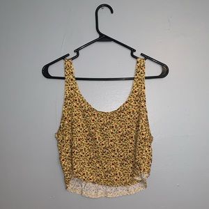 Forever 21 mustard yellow cropped floral shirt 🌼